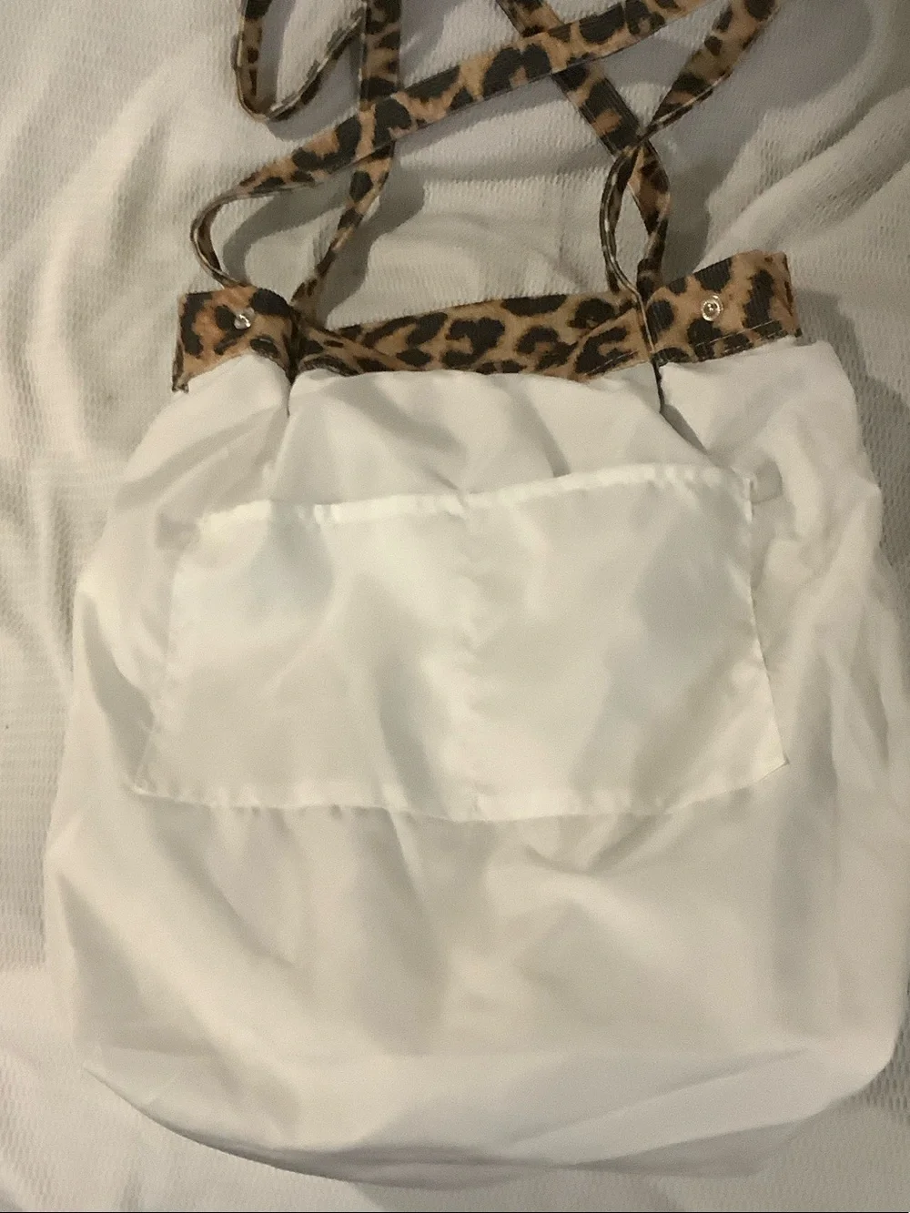 Leopard Print Canvas Tote Bag in Brown